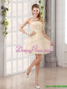 2015 A Line Belt Mini Length Prom Dress with Strapless