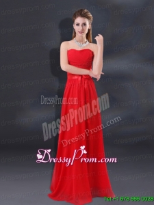 2015 Ruching Empire Prom Dresses with Belt
