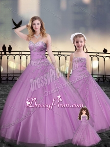 Custom Made Beaded and Applique Macthing Princesita With Quinceanera Dresses in Lilac