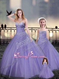 Lavender Macthing Princesita With Quinceanera Dresses in Tulle with Beading and Appliques