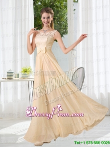 Bateau Empire Prom Dress with Lace and Belt