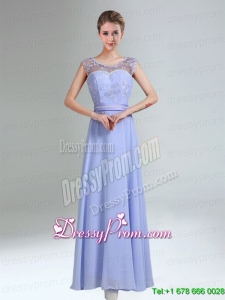 Lavender Scoop Belt and Lace Empire 2015 Prom Dress