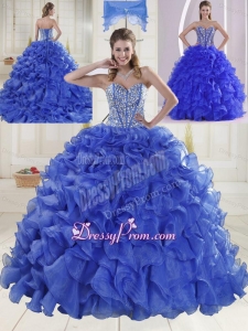 2015 Puffy Sweetheart Brush Train Quinceanera Dresses