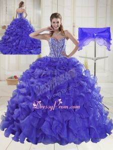 Hot Sale Sweetheart Brush Train Beaded Decorate Quinceanera Dresses in Sweet 16