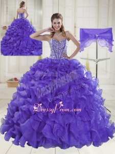 Hot Sale Sweetheart Brush Train Quinceanera Dresses for 2015