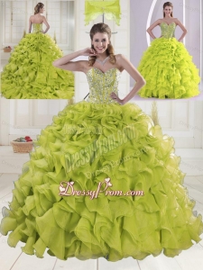 Most Popular Sweetheart Brush Train Beading Quinceanera Dresses