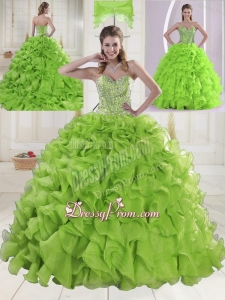 Popular Sweetheart Brush Train Quinceanera Gowns with Beading