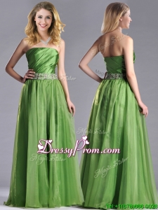 2016 Exclusive Strapless Beaded Decorated Waist Prom Dress with Side Zipper
