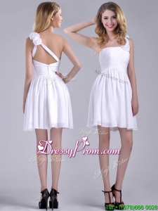 Classical Criss Cross White Christmas Party Dress with Hand Crafted Flowers