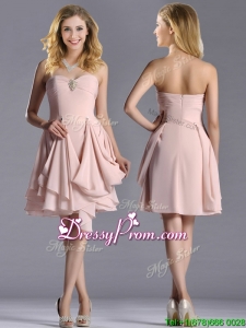 Exclusive Sweetheart Chiffon Beaded Christmas Party Dress in Light Pink