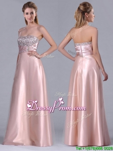 Fashionable Strapless Peach Long Prom Dress with Beaded Bodice