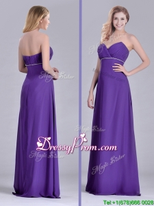 Column Sweetheart Ruching Purple Dama Dress for Celebrity