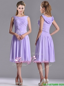 Lovely Empire Chiffon Lavender Dama Dress with Beading and Ruching