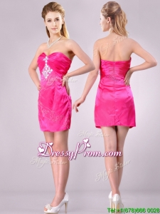 Discount Applique with Beading and Rhinestoned Prom Dress in Hot Pink