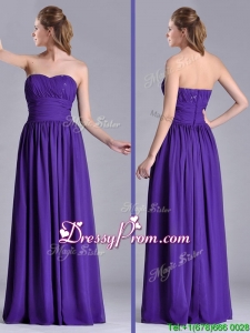 Beautiful Empire Ruched Chiffon Long Prom Dress in Purple