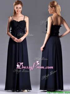 Simple Empire Straps Chiffon Ruching Navy Blue Prom Dress for Holiday