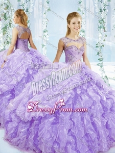2016 Puffy Skirt Bubble and Beaded Detachable Quinceanera Dress in Lavender