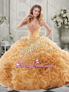 Discount Beaded Bodice and Ruffled Beautiful Quinceanera Dress with Chapel Train
