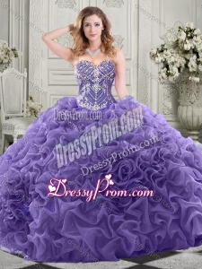 Gorgeous Beaded Bodice and Ruffled Quinceanera Dress with Chapel Train