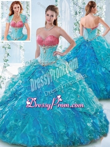 Elegant Beaded Bodice and Ruffled Sweetheart Detachable Quinceanera Dress