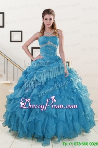 2015 Luxurious Strapless Quinceanera Dresses with Beading and Ruffles