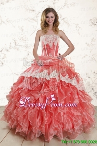 2015 Popular Watermelon Quinceanera Dresses with Strapless