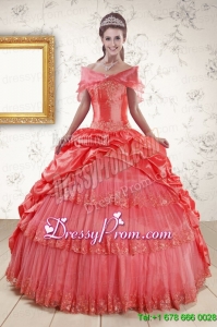 New Style Appliques Quinceanera Dresses in Watermelon