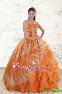 Cheap Strapless Appliques 2015 Quinceanera Dresses in Orange