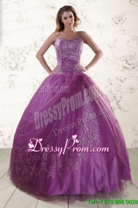 2015 Beautiful Sweetheart Purple Quinceanera Dresses with Embroidery