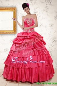 2015 The Super Hot Appliques Sweet 16 Dresses in Coral Red