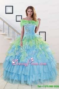 Pretty Beading Strapless Multi-color Quinceanera Dress for 2015