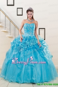 2015 Fashionable Sweetheart Beading Quinceanera Dress in Aqua Blue