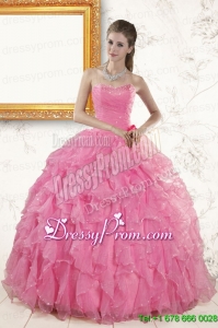 2015 Pretty Sweetheart Beading Baby Pink Quinceanera Dresses