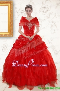 Most Popular Sweetheart Beading Quinceanera Dresses in Red