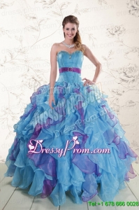 2015 New Style Multi Color Quinceanera Dresses with Beading and Ruffles