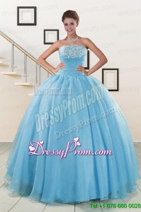 Aqua Blue Super Hot Puffy Sweet 16 Dresses for 2015