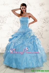 2015 Brand New Aqua Blue Quinceanera Dresses with Appliques