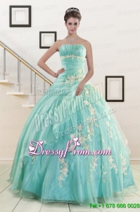 Discount Blue Quinceanera Dresses with Appliques for 2015