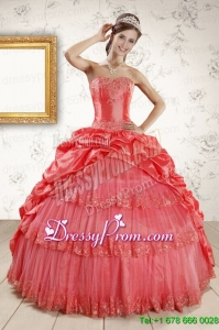 New Style Appliques Quinceanera Dresses in Watermelon