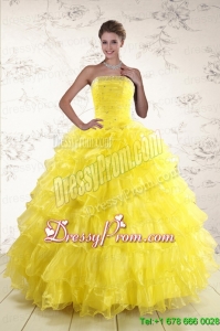 New Style Yellow Quinceanera Dresses with Beading and Ruffles