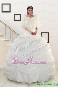 Fabulous White Strapless 2015 Quinceanera Dresses with Beading