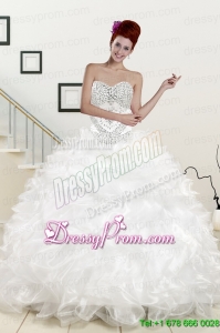 New Sweetheart Sweep Train Beading and Ruffles Quinceanera Dress for 2015