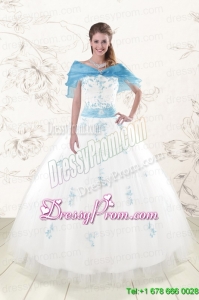 White Ball Gown Discount Pretty Quinceanera Dresses for 2015