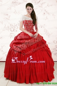 2015 Fabulous Sweetheart Beading Quinceanera Dresses in Red