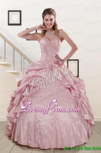 2015 Sweet Spaghetti Straps Quinceanera Dresses in Pink