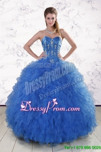 Fabulous Royal Blue 2015 Quinceanera Dresses with Appliques and Ruffles