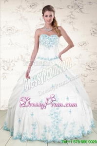 Modest Appliques 2015 Quinceanera Dresses in White