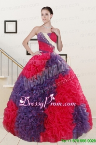 Wonderful Beading and Ruffles Multi-color Quinceanera Dresses