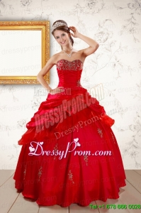 2015 Modern Beading Sweetheart Red Quinceanera Dresses