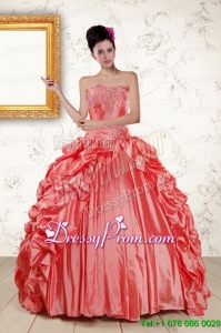 2015 Modern Sweetheart Beading Quinceanera Dresses in Watermelon